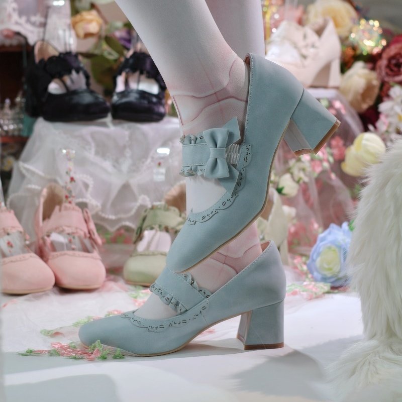 【海蒂庄园】秋田原创Lolita鞋中跟高跟圆头可爱少女蝴蝶lo鞋单鞋,淘宝优惠券,粉丝福利购,淘宝优惠卷