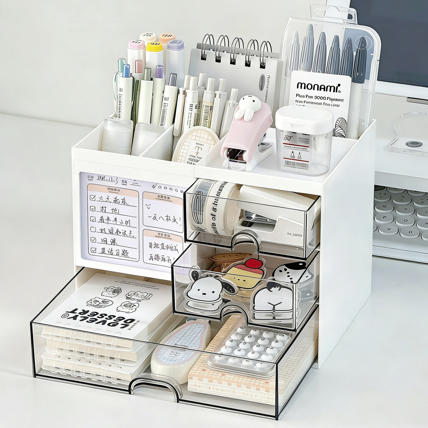 桌面收纳盒抽屉式学生文具置物架多功能防尘大容量书桌笔筒整理盒,淘宝优惠券,粉丝福利购,淘宝优惠卷
