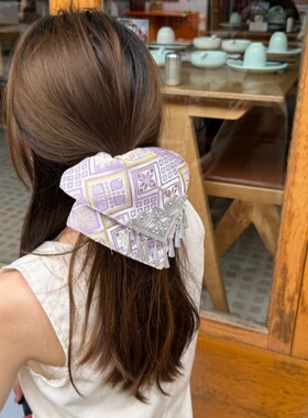 杭州步步生银非遗壮锦手工发圈女饰品国风苗银流苏文创发夹礼品