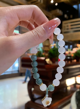 杭州芙蓉石荔枝冻手串正品女招财白玛瑙真品桃花手链男转运礼物