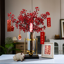 New Year Hair Treasure Fruits Winter Green Red Fruits Sea Buckthorn Fruit Pendulum Pieces Emulation Fake Floral Art Living Room Decoration Xuanguan Flower Arrangement Bouquet Decoration