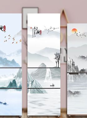 冰箱贴纸装修改造不干胶整面山水画创意不透明丑景全包双开门