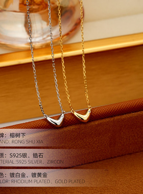 精品S925纯银小巧精致爱心项链女韩系简约小众设计甜美银饰颈链
