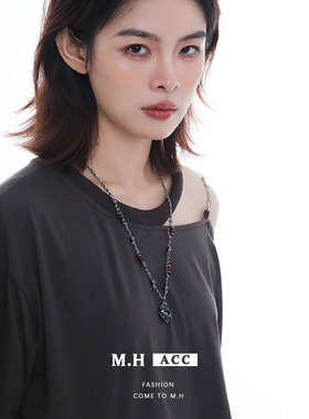 原创设计感暗黑风爱心皇冠毛衣链女时尚独特甜酷辣妹秋冬新款项链