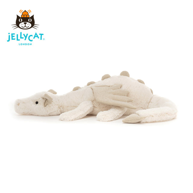 Jellycat snow dragon doll ມີປີກສີຂາວ