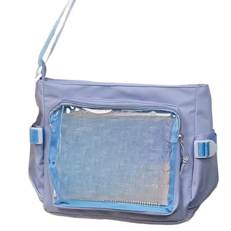 学院风百搭简约大容量上课装书邮差包女透明吧唧单肩斜挎娃包痛包,淘宝优惠券,粉丝福利购,淘宝优惠卷