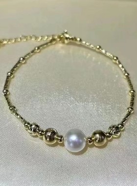 南洋金珠珍珠手链女澳白巴洛克纯银叠戴大珍珠手镯轻奢小众高级感