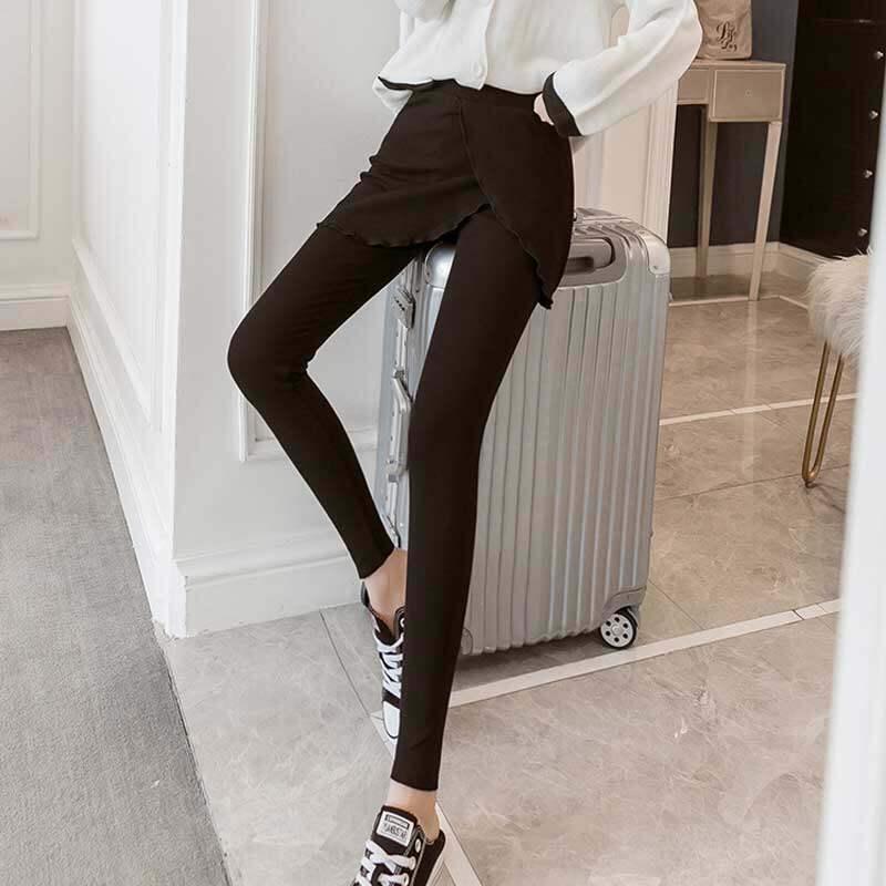 2019秋冬新款螺纹裙假两件打底裤 秋页打底裤