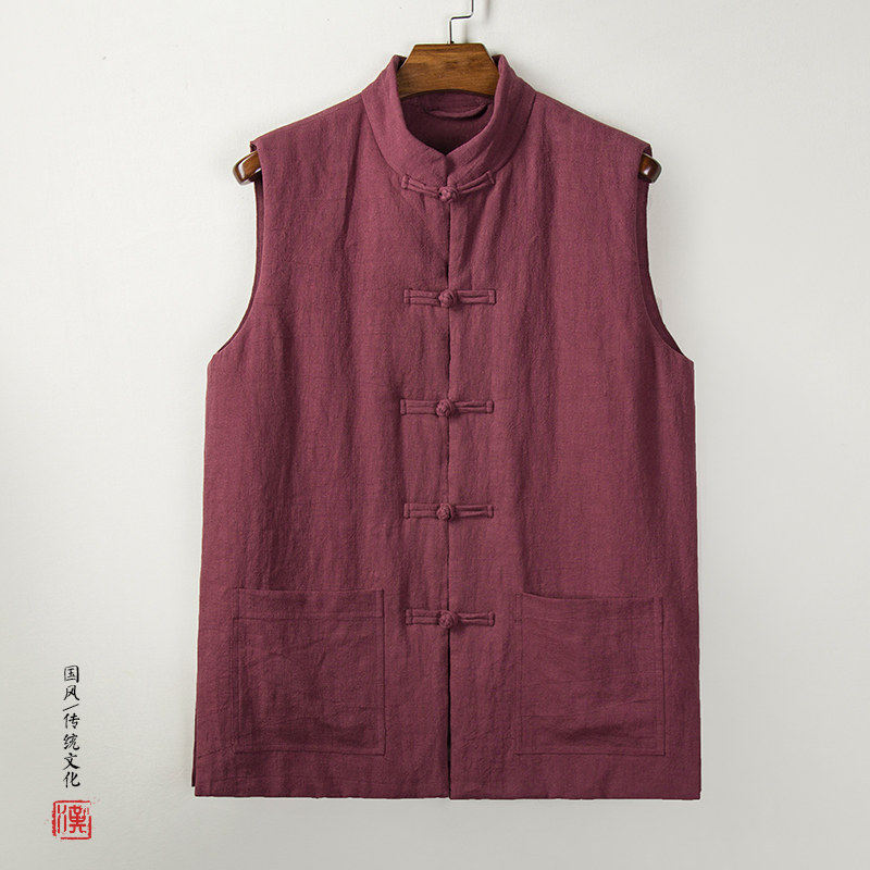 盘扣马甲加厚男士棉麻唐装背心马褂袄子复古影视民国冬装棉衣坎肩,淘宝优惠券,粉丝福利购,淘宝优惠卷