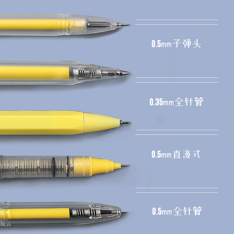 晨光莫兰迪中性笔 黄色缃绮 极细子弹头0.5按动ins简约小清新全针管直液式0.35碳素黑色速干水笔学生专用笔记 - 图3