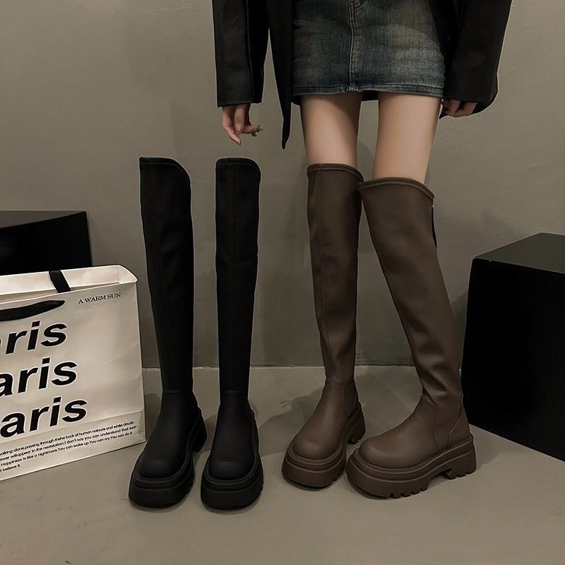 后拉链单里过膝靴女2025秋新款长筒靴显瘦高筒靴子长靴厚底骑士靴,淘宝优惠券,粉丝福利购,淘宝优惠卷