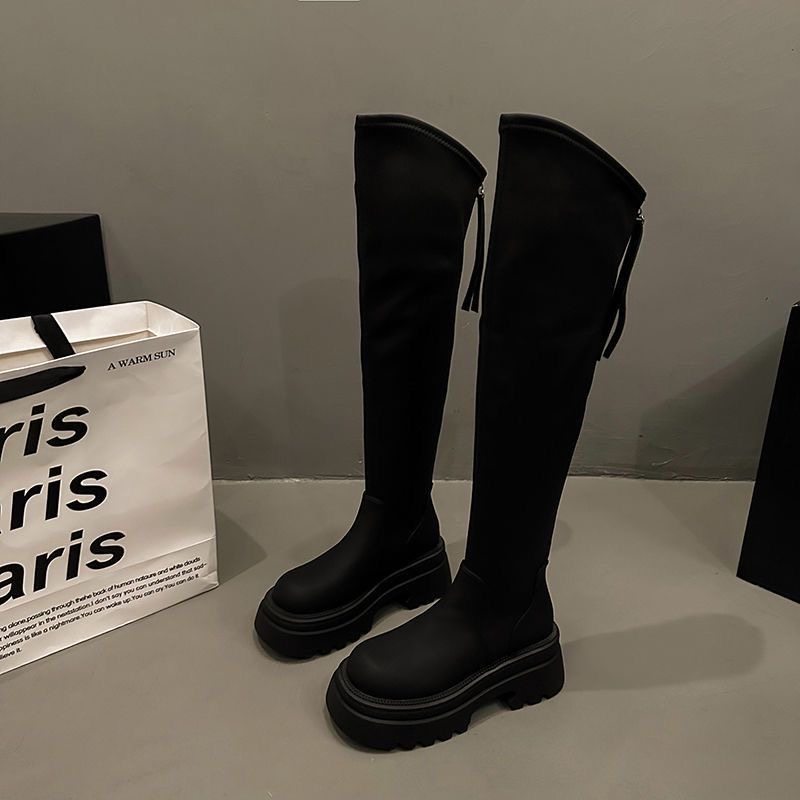 后拉链单里过膝靴女2025秋新款长筒靴显瘦高筒靴子长靴厚底骑士靴,淘宝优惠券,粉丝福利购,淘宝优惠卷
