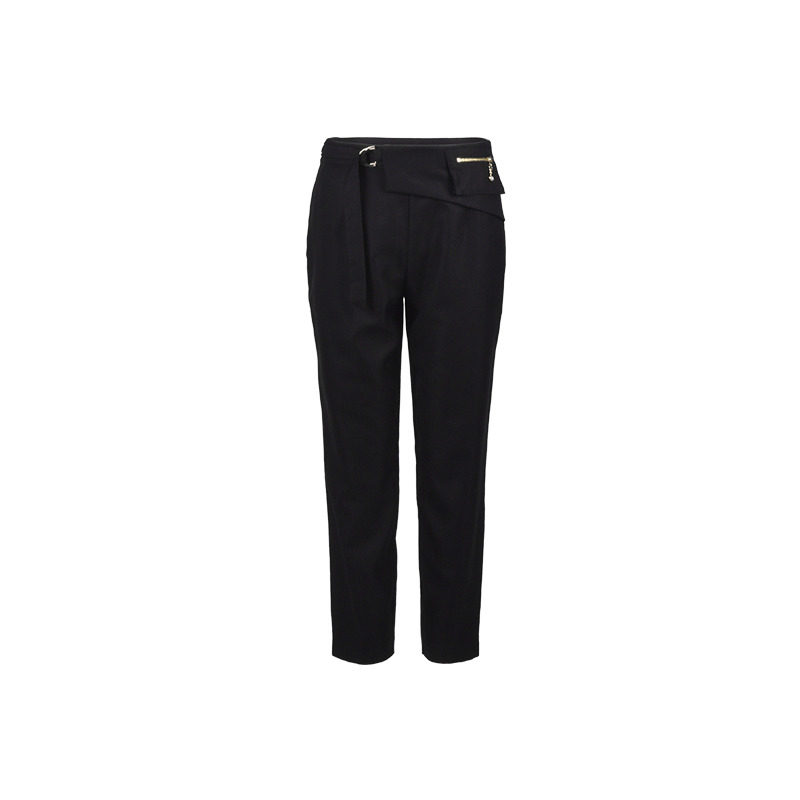 百丝率性姐姐随意感显瘦长裤2024夏季新品通勤穿搭黑色休闲哈伦裤