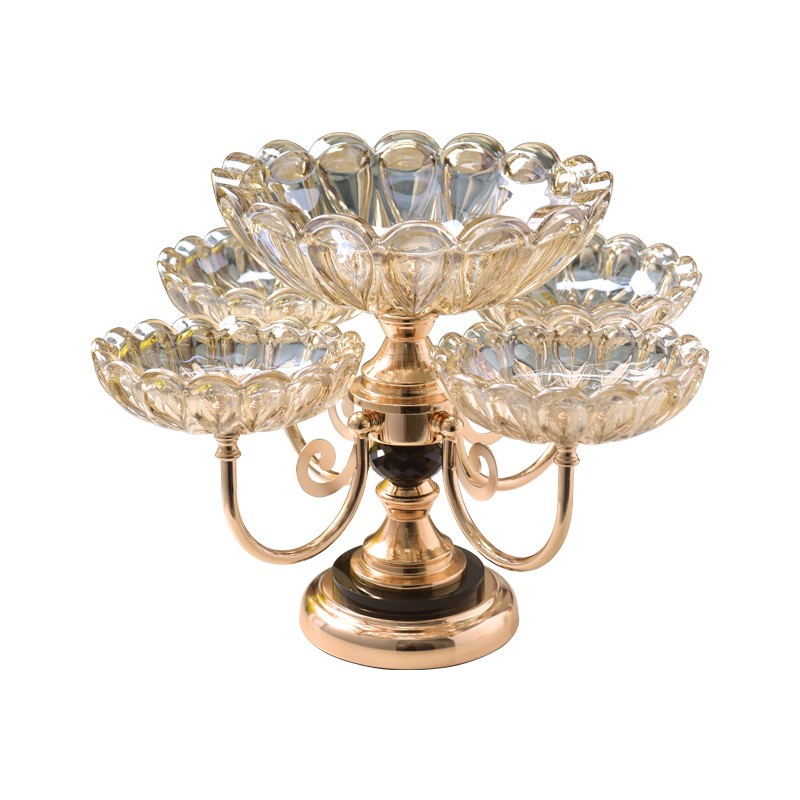 水果盘客厅家用现代创意茶几轻奢风水晶多层玻璃果盘家装饰收纳盘 - 图3