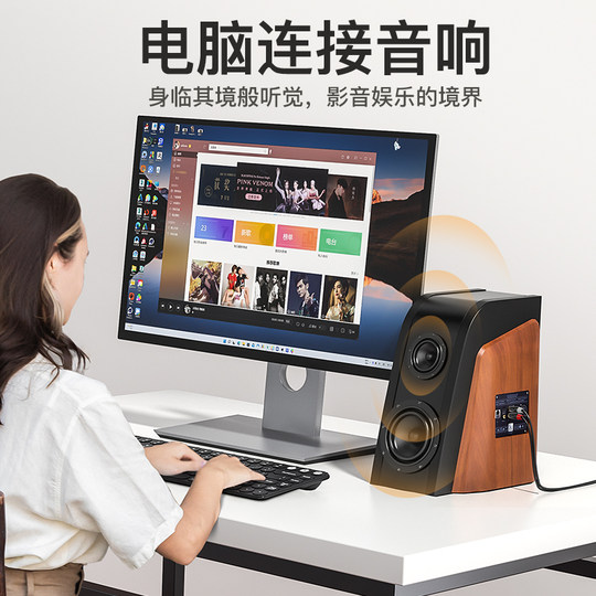 秋叶原音频线一分二3.5mm转双莲花电脑手机音响功放音箱aux连接线