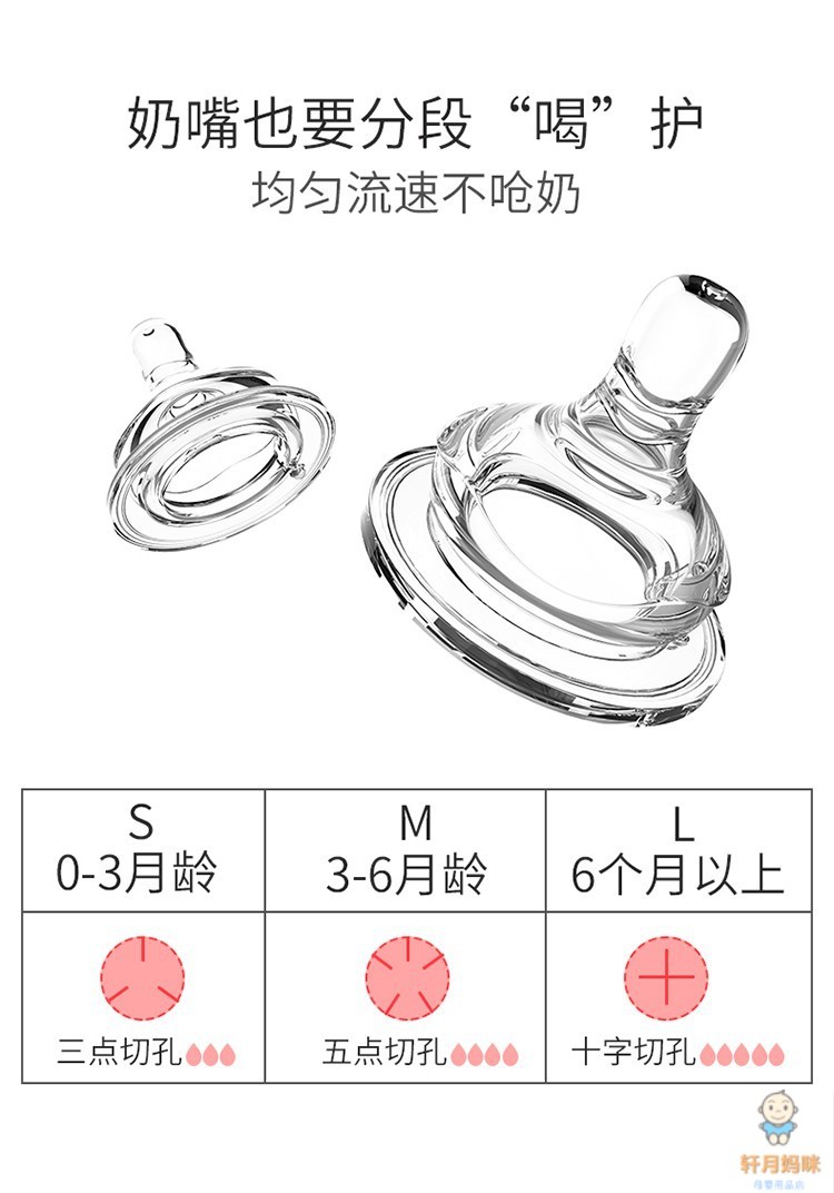 贝优能新生儿玻璃奶瓶纤巧宽口带吸管防胀气120ml160ml240ML280ML