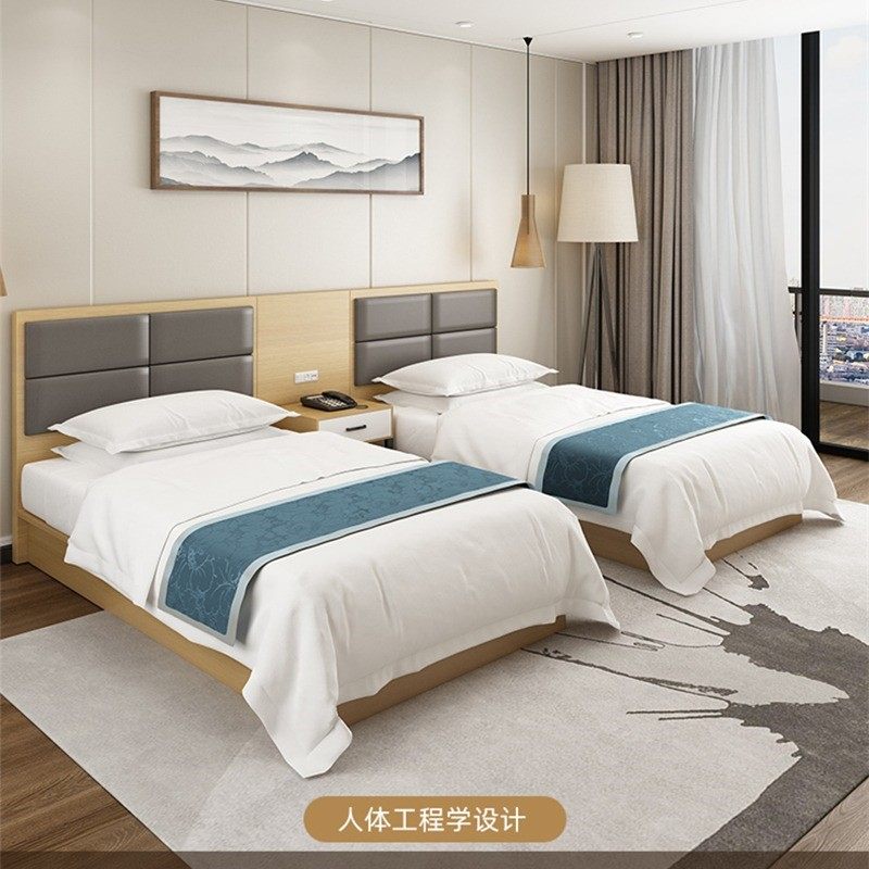 酒店床定制五星级房间专用床单间宾馆家具标间全套民宿床酒店床架_虎窝淘