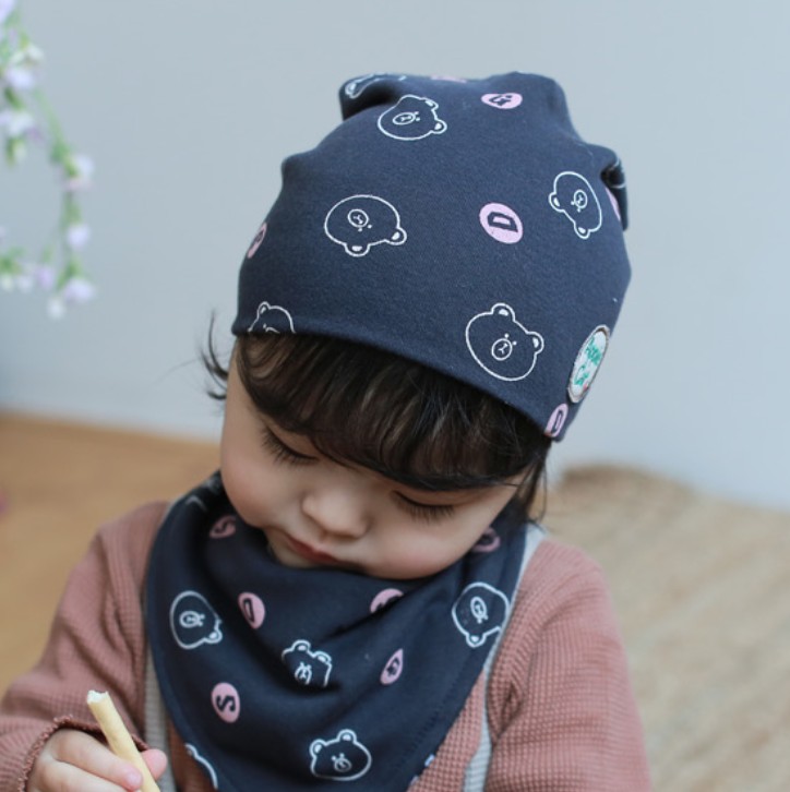 韩国进口applecat婴儿童春秋护耳帽子棉质针织男女宝宝防风套头帽-图1