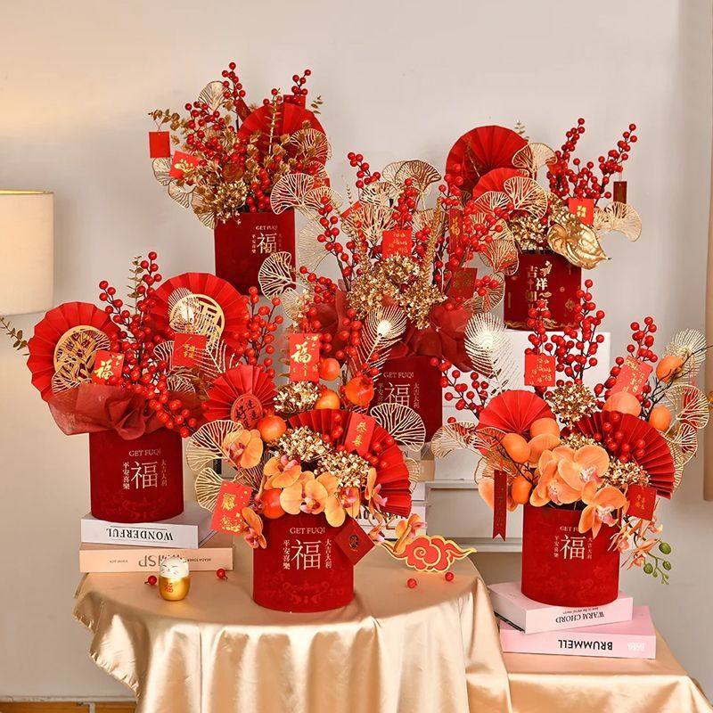 2026新款塑料防水福桶花桶绒布花盒福桶插花花店抱抱桶年宵花材料,淘宝优惠券,粉丝福利购,淘宝优惠卷