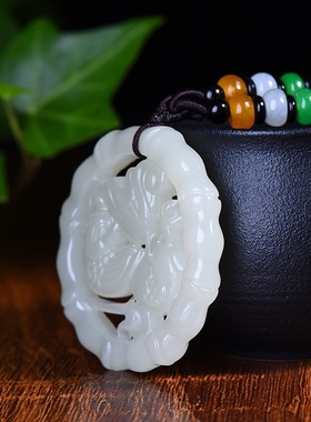 新疆和田玉羊脂玉白玉青白玉相濡以沫鸳鸯吊坠男女款挂件玉坠玉佩