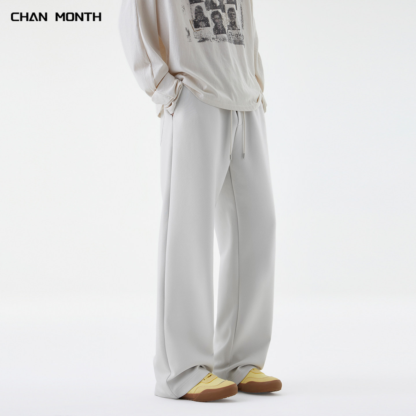 CHAN MONTH秋冬阔腿双面棉休闲裤子男宽松百搭潮牌加绒运动长裤子,淘宝优惠券,粉丝福利购,淘宝优惠卷