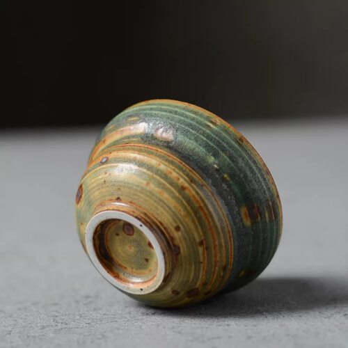 景德镇粗陶蕉叶焚心窑变折腰杯手工原矿品茗杯个人杯瓷茶杯文玩 - 图1