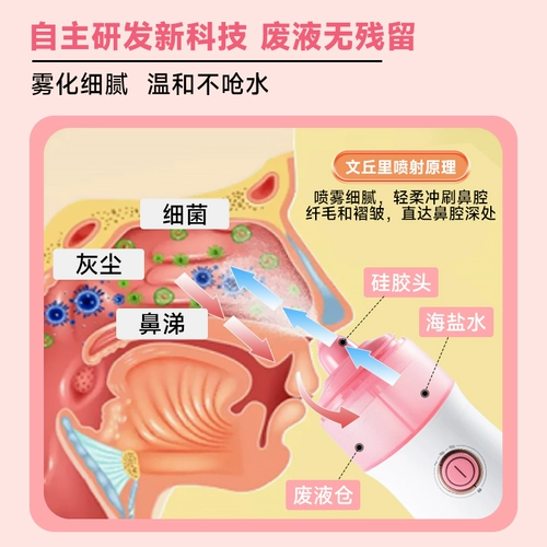 Электрический спрей для промывания носа, детский назальный аспиратор, гигиенический солевой раствор, полость носа для домашнего использования, биде
