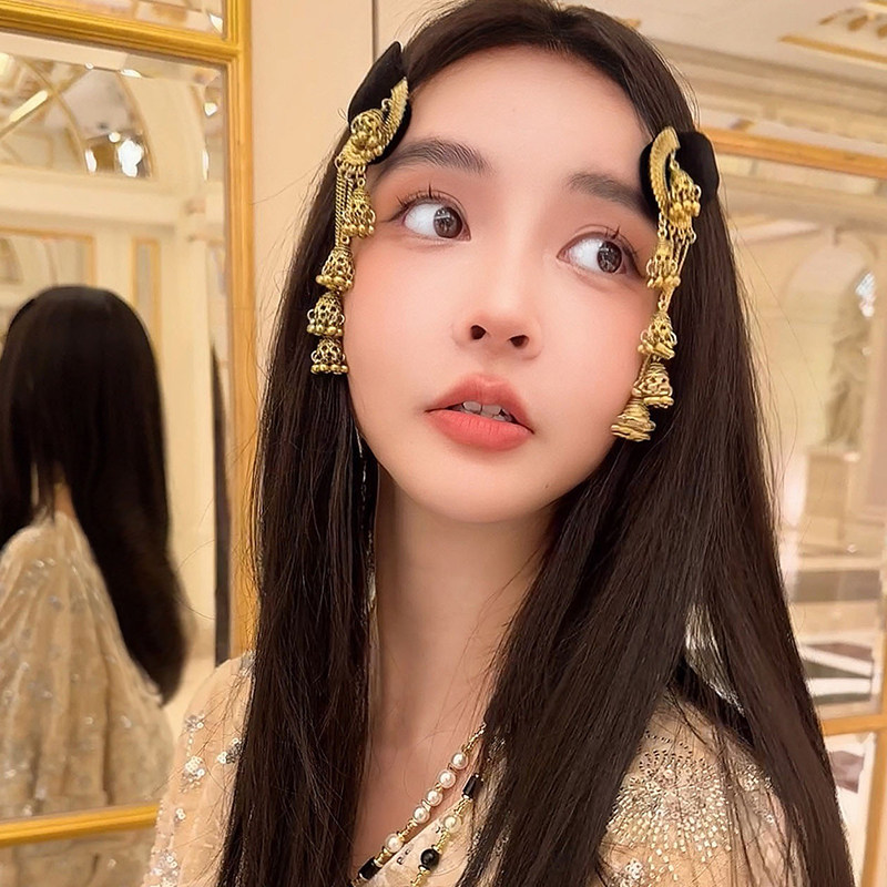 巫山月◆金色流苏铃铛发夹蒙古新娘手工头饰轻奢新中式民族风发饰,淘宝优惠券,粉丝福利购,淘宝优惠卷