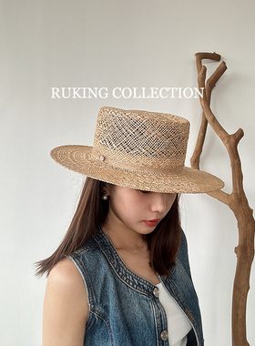 RUKING非遗编织草帽可法式可英气