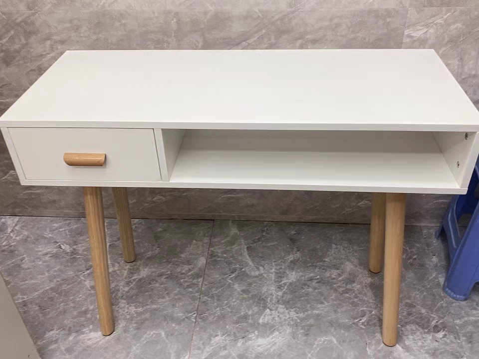 新款简约现代日式实木美甲台单人双人双层美甲桌美甲椅 - 图3