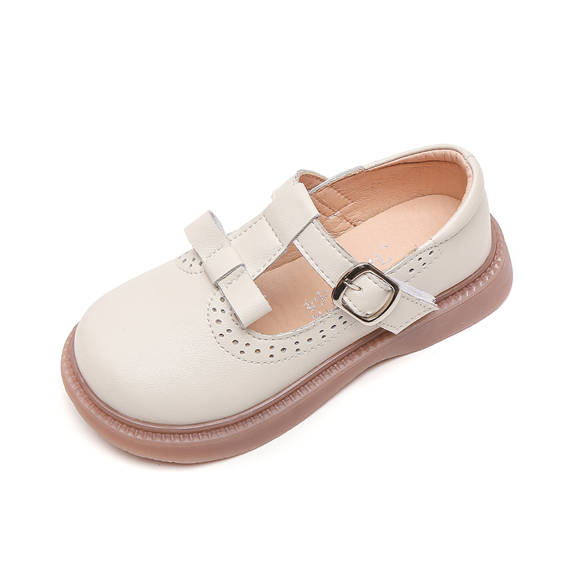 妙趣儿女童皮鞋25春秋新款公主鞋真皮软底宝宝单鞋子黑白色表演鞋 - 图0