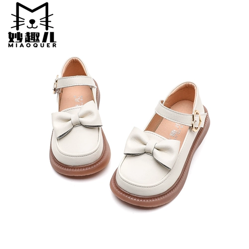 妙趣儿 Осенняя детская обувь для кожаной обуви для девочек, наряд маленькой принцессы, из натуральной кожи, мягкая подошва