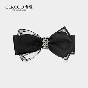 cercoo/奢蔻蝴蝶结梦境花系列黑色发夹弹簧夹一字夹布艺马尾夹子