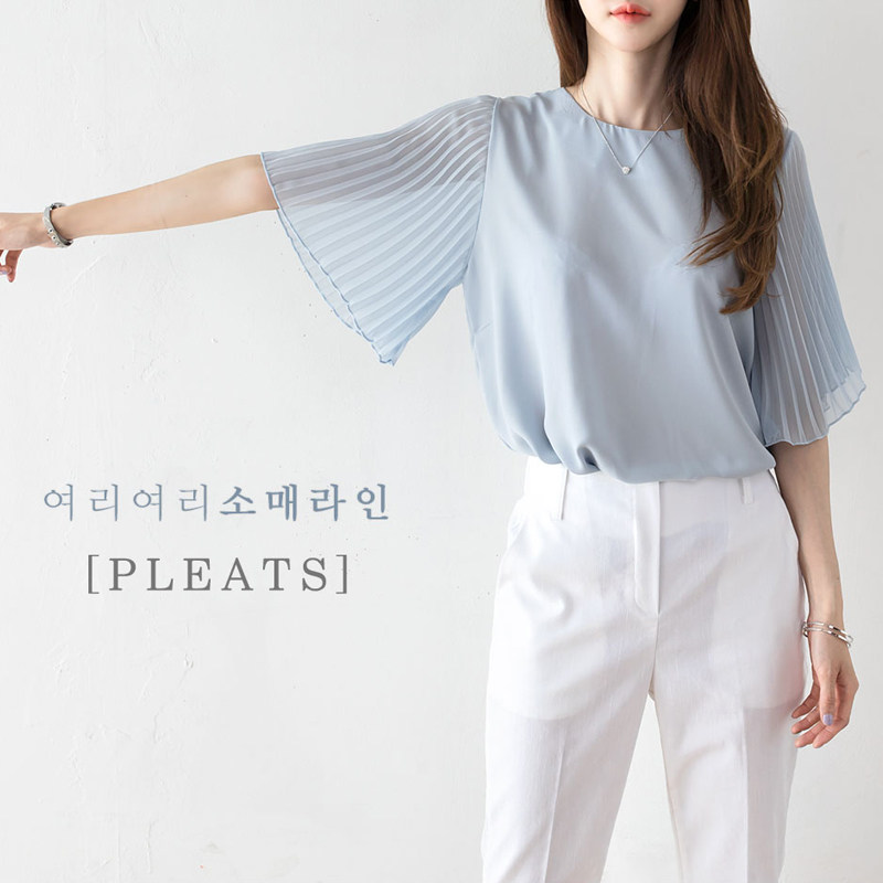 女短袖夏季2020新款韩版套头雪纺衫 少媞蕾丝衫/雪纺衫