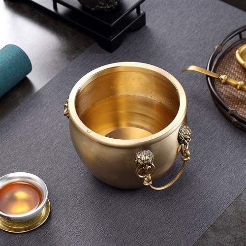 久堂 纯铜茶渣缸废水缸茶水缸创意大号茶洗笔洗功夫茶具配件水盂