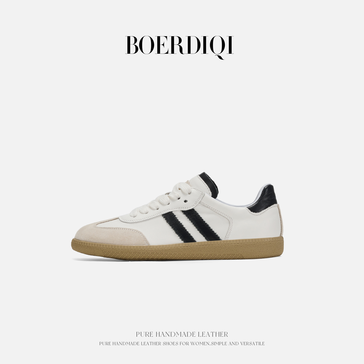 【博主推荐】经典真皮德训鞋女2025新款秋百搭单鞋系带显瘦通勤鞋 - 图1