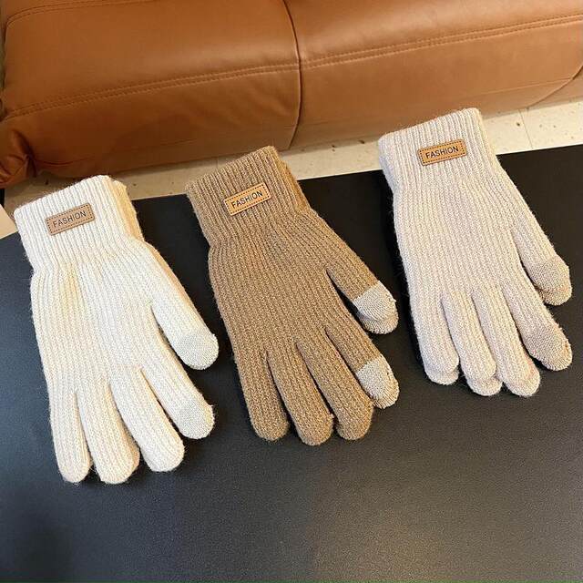 Thickened cycling knitted men's and women's style, touch screen warm