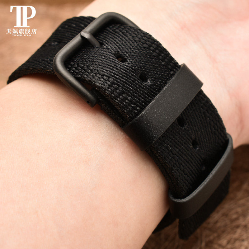 帆布手表带适配卡西欧男士运动款 天姵配件