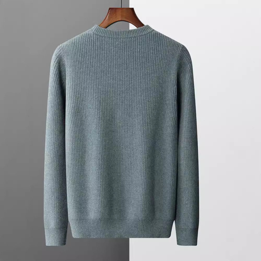 秋冬新款羊毛衫男款纯羊毛七针加厚圆领元宝针休闲保暖针织毛衣男