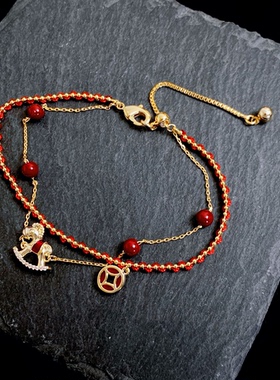 中式马上有钱双层红绳手链本命年