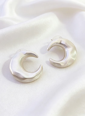 重工小众设计月亮拉丝开口食指戒