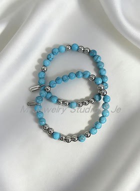 韩星博主同款绿松手串叠戴不掉色