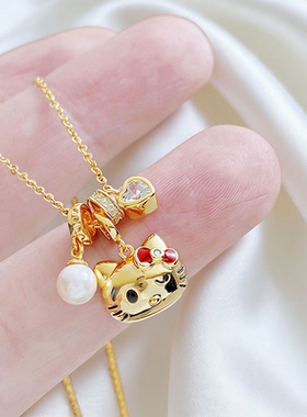 甜美可爱KT猫K金电镀项链甜美