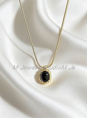 白百何同款金色黑玛瑙项链叠戴