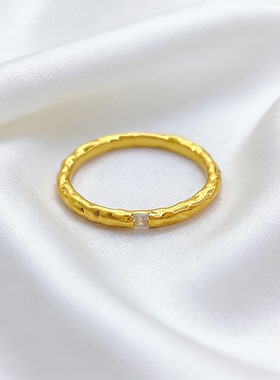 18K真金简约戒指时尚食指戒素圈