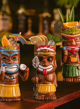 夏威夷提基杯tiki mug创意鸡尾酒杯陶瓷杯酒吧酒杯 特调杯子 摆件