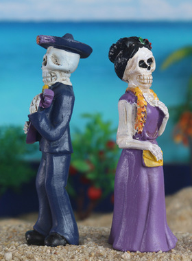 骷髅头骷髅夫妻万圣节摆件