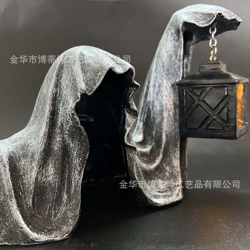 跨境新品Ground Reaper with Lantern万圣节提灯地狱死神树脂摆件 - 图1