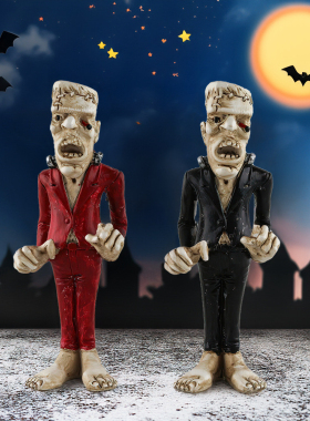 跨境新品木乃伊万圣节摆件食尸鬼恐怖创意氛围鬼节树脂室内装饰品