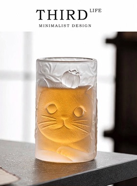 Life's·Ginger·家用创意可爱牛奶杯杯具玻璃杯猫咪琉璃杯| 鹤梦
